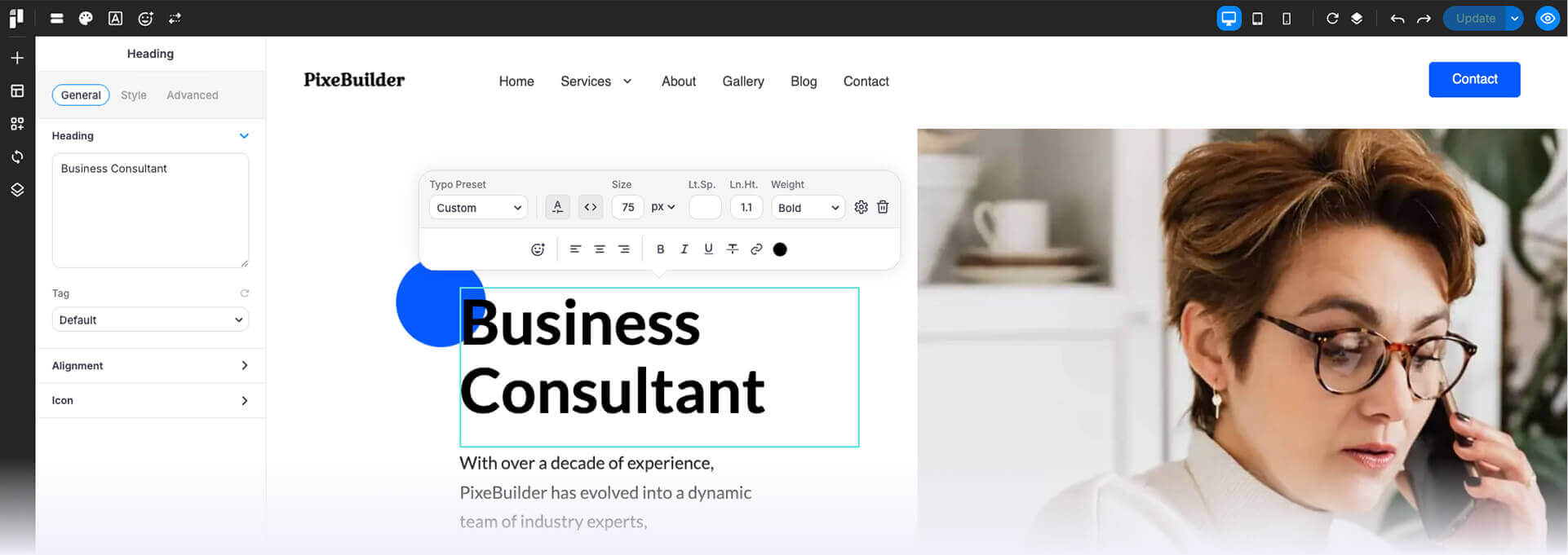 page builder features