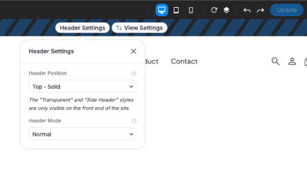 Header builder feature in PixeBuilder