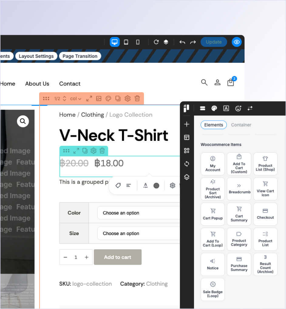 Online shop page feature display