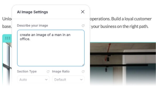 AI image generation feature interface